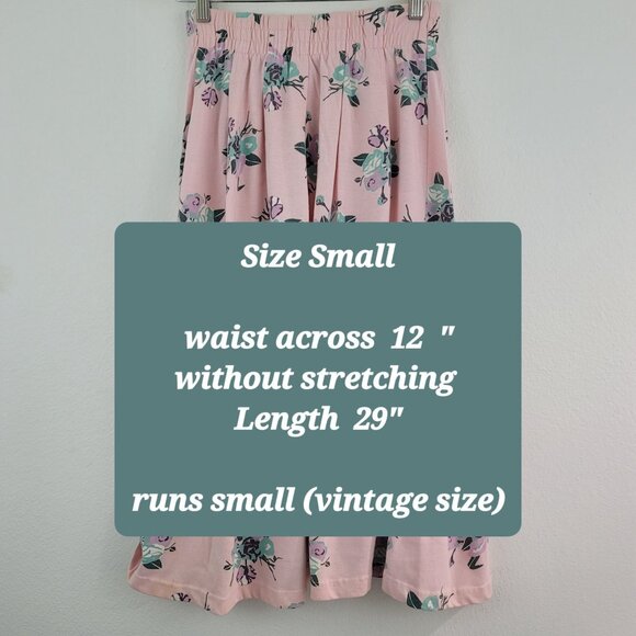 Vintage Gina Peters Midi Skirt Sz S Pink Floral Elastic Waist Casual Summer USA - Picture 4 of 9